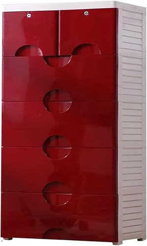ZGSSOPTU Storage Bins Plastic Box Environmental Protection Organize Lockers Children's Wardrobe Cabinet(Wine Red,3 layers)