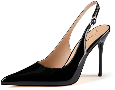 Adrizzlein Womens Slingback Pumps Pointed Toe High Heels Dressy Closed Toe Stiletto Comfortable Sexy Non-Slip Elegant Wedding Party Shoes-Black 8.5