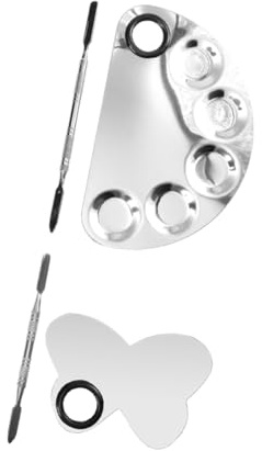 NOLITOY 2 Satz Make Up Kosmetikpaletten Einfach zu Reinigen mit Spatel aus Edelstahl und Formstabil für Foundation und Lippenstift bei Nagelstudio und Heimgebrauch