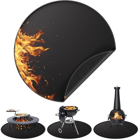 dellyy Alfombra Ignifuga, 75 cm Alfombra Ignifuga Chimenea, Alfombrilla Protectora para chimeneas, Estufas chimeneas para Proteger el Suelo contra chispas, Ronda Base Incombustible