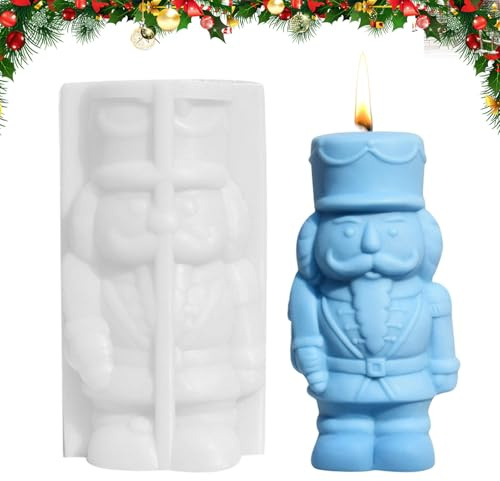 Nussknacker-Silikonformen, 3D Nussknacker Soldat Kerzenformen Zum Gießen Nussknackers Gießformen Silikon Gipsformen Epoxidharz Formen für Aromatherapie-Kerzen, Seife, DIY-Handwerk Weihnachtsdeko
