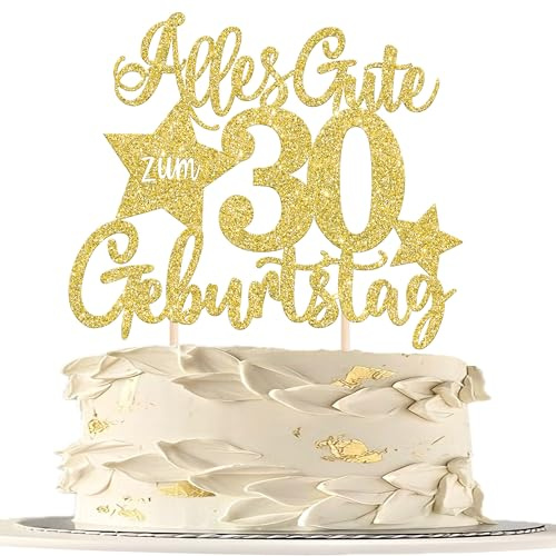 1 Stück 30th Geburtstag Tortendeko Alles Gute zum 30 Geburtstag Kuchen Deko Happy Birthday Cake Topper für 30th Jahrestag Party Kuchen Dekoration Gold