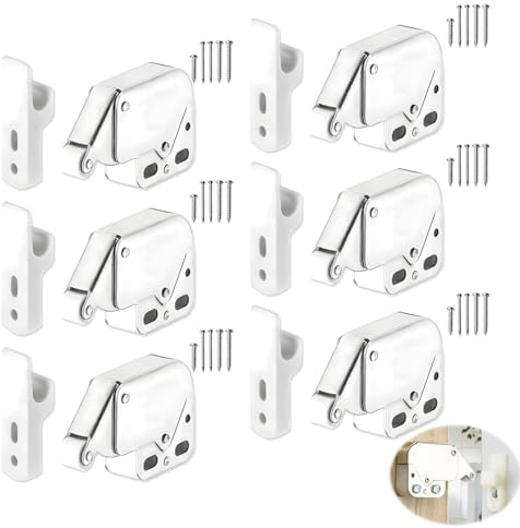 6 Loqueteaux Tactiles Fermeture pour Meubles Armoires Tiroirs Comodes | push sensible reactive, installation rapide incluse, finition nette soignee, compatibilite mobilier domestique