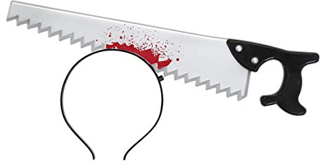 Partychic Gurimo-texHalloween Haarreif mit Säge im Kopf Scherzartikel Horror Zombie Accessoire