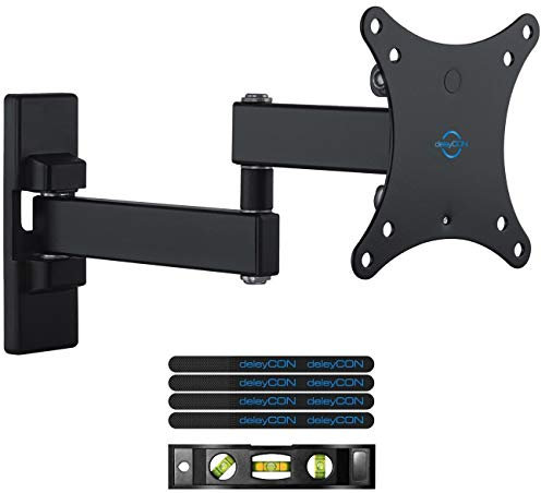 deleyCON Universal TV Monitor Wandhalterung 13-27 Zoll (33-69cm) Neigbar & Schwenkbar - 15Kg - bis VESA 100x100 Bildschirm LCD TFT Fernseher Halterung