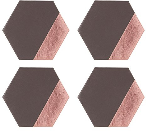 Premier Housewares 1203661 Coasters, Cardboard, PU-Polyurethane, Grey And Rose Gold, H1 x W11 x D10cm