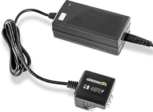 GREENCUT CBT400L - Cargador para baterias de Litio de 40V de 2,0Ah y 4,0Ah, para Herramientas de Jardin eléctricas sin Cable