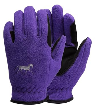 Horze Kinder Fleece Handschuhe, Warme Kinder Reithandschuhe, Größe 3-6, Dunkelnavy, Violet, Pink, Lila, 6