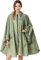 Damen Regenponcho Regenmantel Unisex Regenjacke Wasserdicht Regencape Wiederverwendbar mit Kapuze Grün
