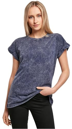 Build Your Brand Ladies Acid Washed Extended Shoulder Tee, Cooles Frauen T-Shirt mit überschnittenen Schultern in vielen Farben erhältlich, Größen XS -5XL