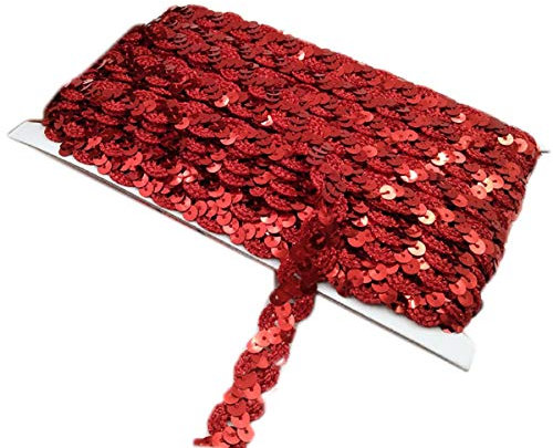 Yalulu 10 Meter Glänzendes Geflochten Zierband Paillettenband Glitzer Borte aus Dekoband Zierband Geschenkband Bortenband Kordelband Nähen DIY Handwerk Bastelprojekte (Rot)
