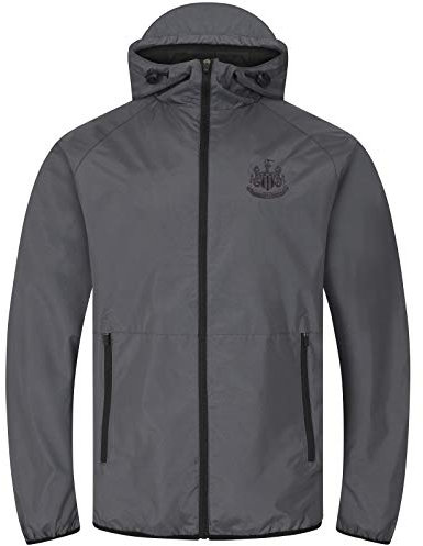 Newcastle United FC Gift Mens Shower Jacket Windbreaker Peaked Hood Grey Large