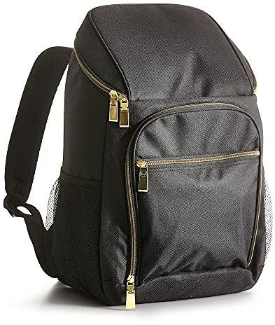 SAGAFORM City Kühlrucksack, 45x30x22cm, Kühltasche, Picknickrucksack, Rucksack mit Kühlfach, Isoliertasche, Zwei Außenfächer, Seitliche Netzfächer, Verstellbare Schulterriemen, Schwarz