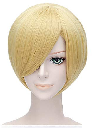 Anime One Piece Sanji Cosplay Perücke Blonde Gerade Kurze Vinsmoke Sanji Kunsthaar Halloween Kostüm Perücken für Erwachsene TB ALS