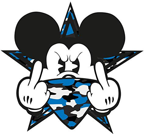 2 Stück Aufkleber Gangster Mouse Sticker Autoaufkleber Maus Stinkefinger Mittelfinger für Auto Tankdeckel Heckscheibe Laptop Kühlschrank R109 (Nr. 2 Blau)