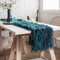 Ricemru Tischläufer Fell Petrol Flauschig 30x200 Tischband Lammfell Kunstfell Lang Haare Herbst Modern Tisch Läufer Home Decor für Hochzeit Party Weihnachten