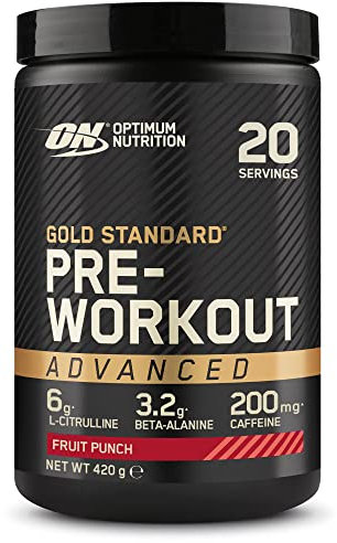 Optimum Nutrition Gold Standard Pre-Workout Advanced Powder, Energy Booster mit L-Citrullin, Beta-Alanin, Koffein und den Vitaminen B12 und B6, Fruchtpunsch-Geschmack, 20 Portionen, 420 g