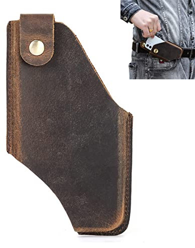 Echtleder Tragbare Tasche Hülle, Herren Handyholster Gürteltasche, Gürtel Hülle Holster Outdoor Reise Handyhülle mit Gürtelschlaufe für iPhone 13 Pro Max/12 Pro Max/11 Pro Max/iPhone XS Max Brown L