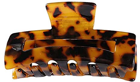 Grandes pinces à cheveux - Imprimé léopard - Bonne tenue - Accessoires de coiffure - En écaille de tortue - Pour filles - Cheveux fins et épais - Marron