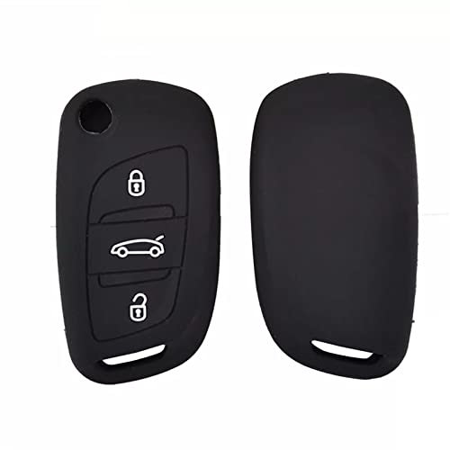 ALIANQ Silicone Voiture clé à Distance Protecteur Housse Fob Shell Auto Accessoires 3 Bouton pour Citroen C2 C3 C4 C5 DS4 pour Peugeot 107 207 307 407 308 607