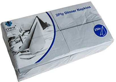 We Can Source It Ltd – Grey 40cm 2-Ply Paper Napkins – Absorbent Dinner Serviettes with 8-Fold Rectangular Design – Ideal for Catering, and Events – Strong and Disposable - 500 Napkins (2Pack)