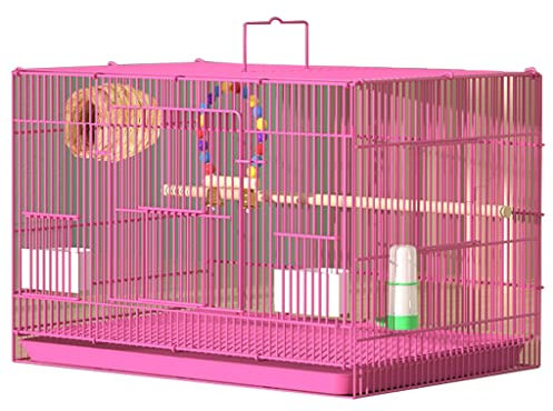 Rechteckiger Vogelkäfig Hausvogelvilla Mit Standpfahl, Vogelkäfig Mit Öffnung Für Brutbox, Faltbarer Papageienkäfig Mit Griffen (Color : Pink-Set 1)