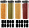 JMIATRY 4 Pack Cereal Storage Pasta Containers with Airtight Lids, 1.9L Plastic Clear Spaghetti Storage Jar with Labels, BPA Free Kitchen Storage Jars for Storing Pasta, Flour, Cereal and Sugar