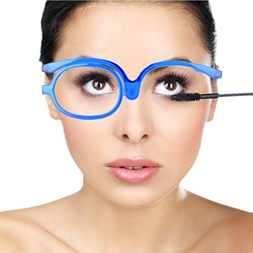 MAQBE Eye Makeup Glasses, Magnify Rotating Eye Single Lens Womens Magnifying Eye Make Up Spectacles Folding Cosmetic Reading Glasses(blue,+4.00)