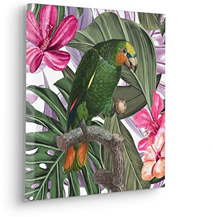 Komar Keilrahmenbild im Echtholzrahmen - Hibiscus Flirt - Größe 40 x 40 cm - Wandbild, Kunstdruck, Wanddekoration, Design, Wohnzimmer, Schlafzimmer