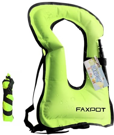 Faxpot Snorkel Vest, Adults Portable Kayaking Buoyancy Inflatable Swim Vest Jackets, Diving Surfing Adjustable Snorkeling Vest Swimming Jacket for Outdoor Water Sports Fun Safety