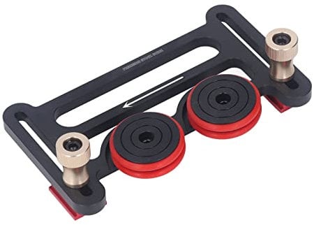 Double Wheel Bearing Stock Roller, Aluminum Alloy Dual Universal Featherboards with Sliding Blocks, Height Adjustable Table Saw Feeding Guide Roller for Woodworking