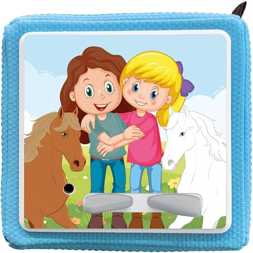 K002 | Schutzcover Schutzfolie für Toniebox selbstklebende passgenaue Folie Motive Zubehör Kinder Spielzeug Aufkleber Sticker (Nr. 27 Pferdemädchen, ohne Wunschname)