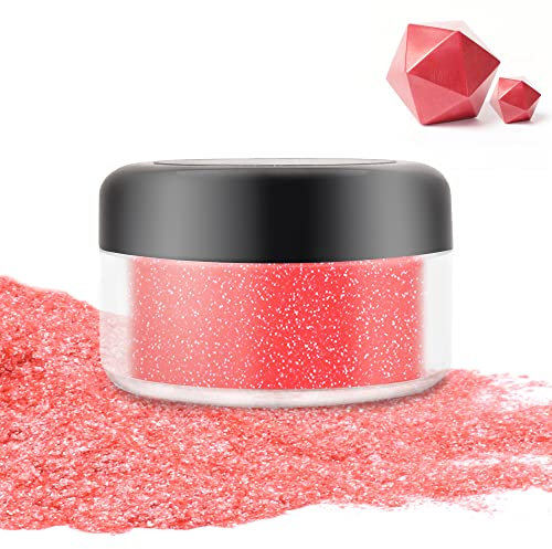 Essbarer Glitzer - 10g Essbarer Glitzerstaub Glitzerpulver für Lebensmittel, Getränke, Kuchen - Metallisch Lebensmittelfarbe Pulver Staubpulver zum Dekorieren von Torten, Süßigkeiten, Keksen (Rot)