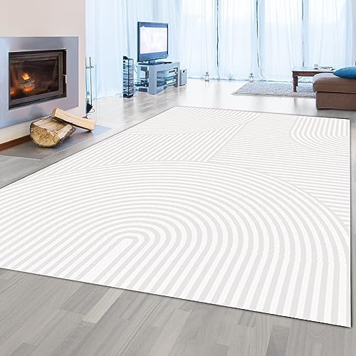 Teppich-Traum Schlafzimmer Kinderzimmer Wohnzimmerteppich Moderner Designer Kurzflorteppich weich Boho Creme 240x340 cm