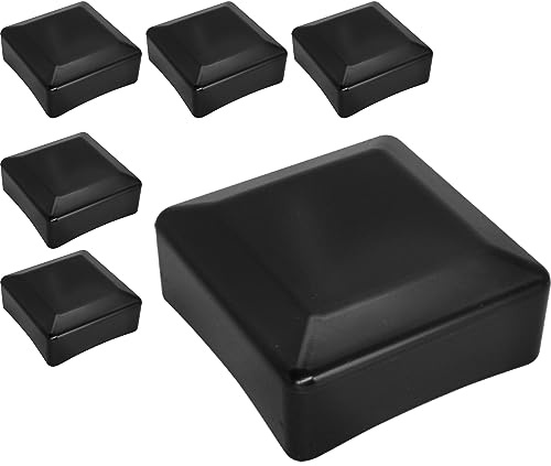 SKIR'CO (6 Stück) Zaunpfostenkappen, quadratisch 80 x 80 mm, schwarze Kunststoffkappen für Zaunpfosten, Farbe Schwarz RAL 9005