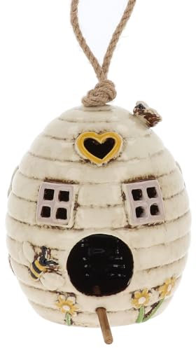 Shudehill Giftware Village Pottery Beehive Birdhouse/Feeder in Cream or Yellow (Cream Birdhouse)