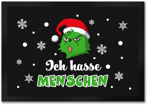 speecheese Weihnachtsmuffel Fußmatte in 35x50 cm mit Spruch Ich Hasse Menschen der perfekte Türvorleger für die Weihnachtszeit Miesepeter Menschen Fußabtreter Weihnachten Türmatte Männer