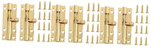 BESTonZON 6 Pz Serratura a Catenaccio Serratura a Chiavistello Scorrevole Serratura Del Bagno Fermaporta e Fiocco Serratura Scorrevole Porta Tascabile Rame Porta Di Legno Porta Di Sicurezza