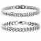 DIVINA VITAE 2 Piezas Hombre Pulsera de Plata 21 cm Pulsera de Eslabones de Acero Inoxidable Sólidos Pulsera de Eslabones Cubanos para Hombre Pulsera de Joyería Regalo para Padre Esposo