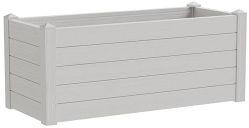 VIRSUS Fioriera Rettangolare da Esterno TRAM238, misura 100x42x40 cm, Piedini regolabili, Vaso in Resina resistente ai raggi UV, per Aiuole, Piante e Fiori, Capacità 100 Litri (Bianco-Snow)