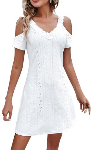 Robe Femme Enceinte - Robe à Manches Courtes pour Femmes Couleur Unie Col en V éPaules DéNudéEs AjouréE Robe Vinyle Grande Taille