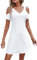 Robe Femme Enceinte - Robe à Manches Courtes pour Femmes Couleur Unie Col en V éPaules DéNudéEs AjouréE Robe Vinyle Grande Taille