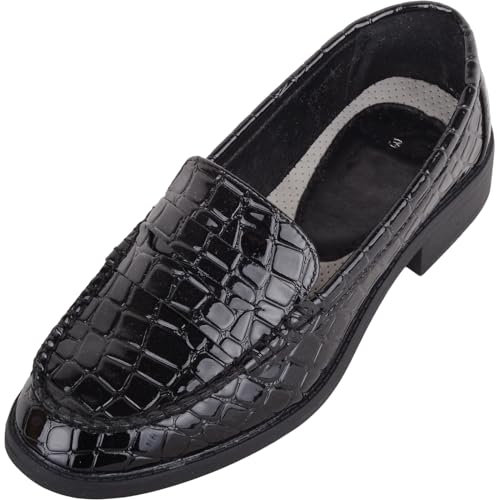 ABSOLUTE FOOTWEAR Eleganter Damen-Schuh zum einfachen Hineinschlüpfen aus Kunstlack mit Kroko-Design – Schwarz – UK 5