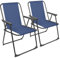 Harbour Housewares 2X Matt-Schwarz/Navy Blau Klappbarer Strandstuhl aus Metall - Tragbar Leicht Adulten Draussen Camping Garten Angeln Sonnenliege Sitz