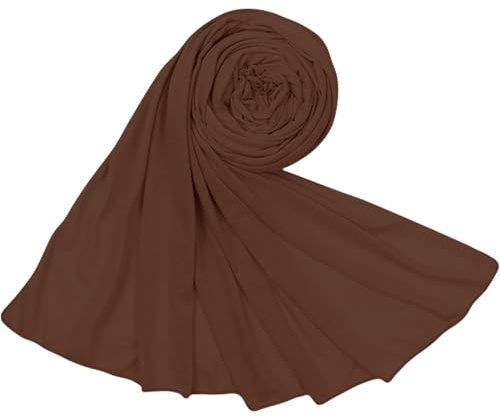 Piewag Hijab Damenschal aus weichem muslimischem Baumwoll-Jersey Hijab Kopftuch Kopfbedeckung Mode langes Kopftuch Schals, braun, Einheitsgröße
