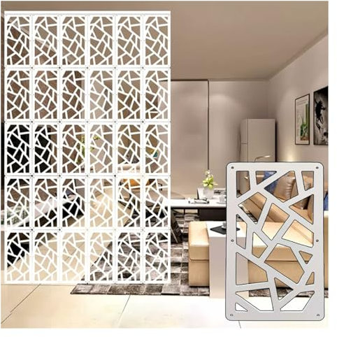 Hanging Divider Panel,Trennwände Panel Screen, Hängende Raumteilerplatten, weiße Wandtrennwand, Sichtschutz, Wanddekoration for Esszimmer, Hotel (Farbe: Weiß-B, Größe: 5 Stück) (Color : White b, Siz