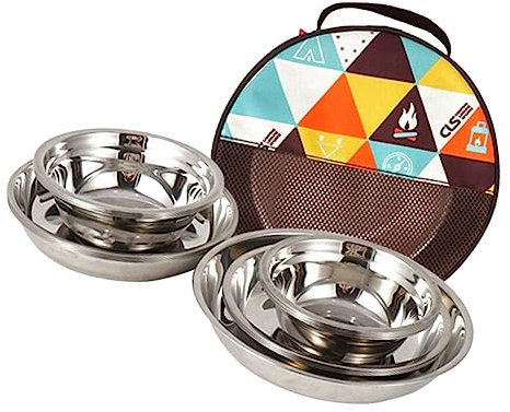 Milisten 1 De Cubiertos De Acero Inoxidable De 17 Uds Vajilla para Exteriores Vajilla para Picnic Vajilla para Exteriores Kit De Plato Tazón con Bolsa Utensilios De Cocina