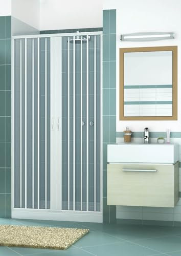 Porta Parete Doccia 120 cm 2 Ante a Soffietto in PVC H185 Vens Bianco