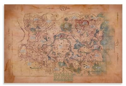 Generisch Breath of the Wild HD-Karte, Gaming-Poster, Wanddekoration, 60 x 60 cm, Vollfarbe, Spieldarstellung