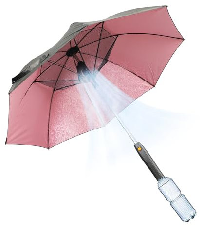 Elprico 3-in-1 UV Blocking Umbrella with Fan and Sprayer for Summer, Beach and Sports - Portable
